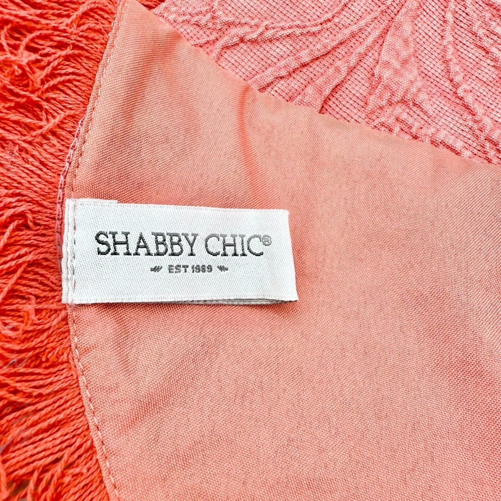 Shabby Chic Set of 4 Round Placemats ~ Brick Red Textured Fringe 17" Cotton Poly - Picture 3 of 5